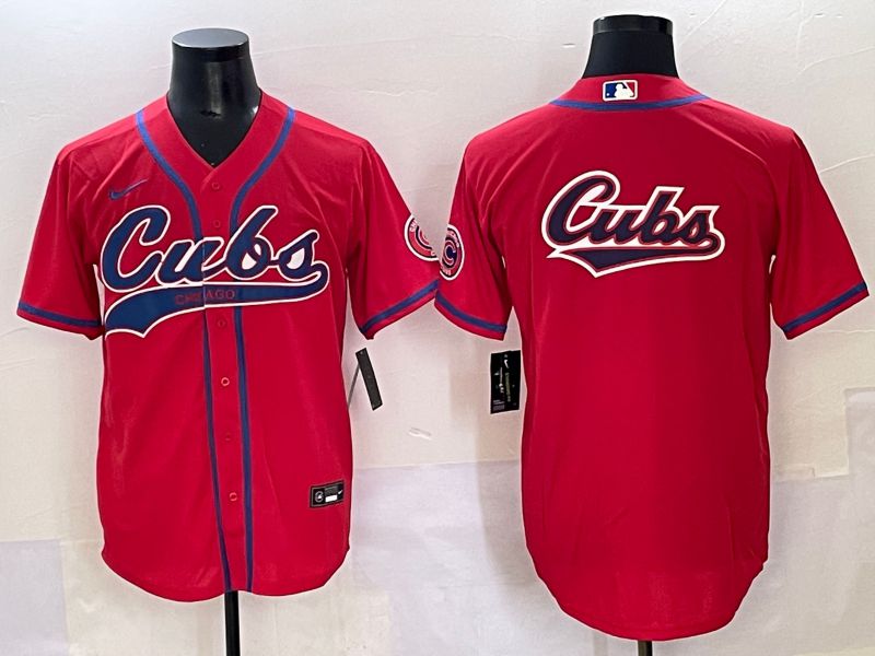 Men 2025 Chicago Cubs Blank Red Joint Name Nike MLB Jersey style 6
